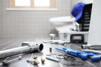 Plumber repairing a toilet in Sanford, FL